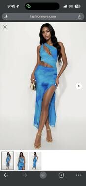 Giselle Cut Out Mesh Maxi Dress - Royal Size: XL